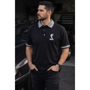 Ford Motor Company Classics Shelby Cobra Polo Shirt Mens XL Black Cotton